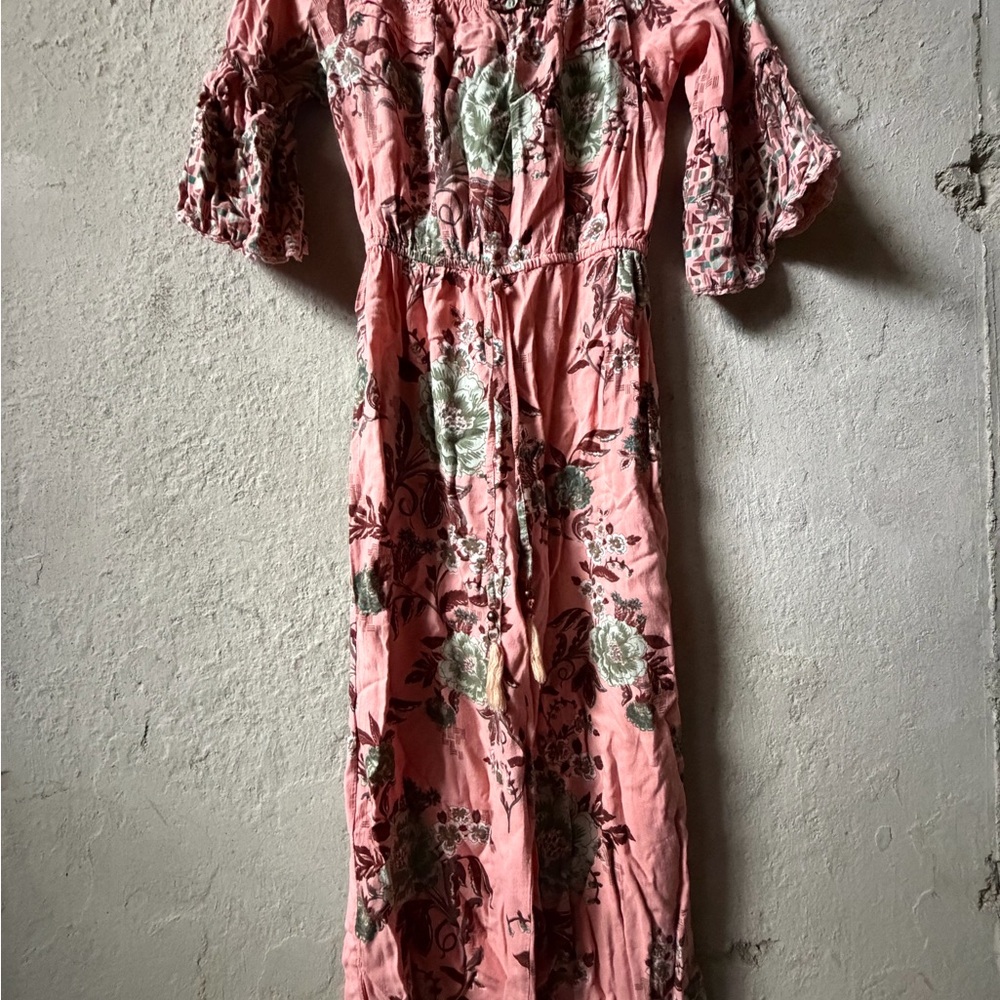 Charming Floral Jumpsuit Kids One Piece in Pink and Green